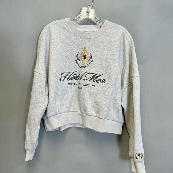 Abercrombie Fitch Soft A&F Gray Embroidered Hotel Mer Sweatshirt Size Large - Picture 12 of 14